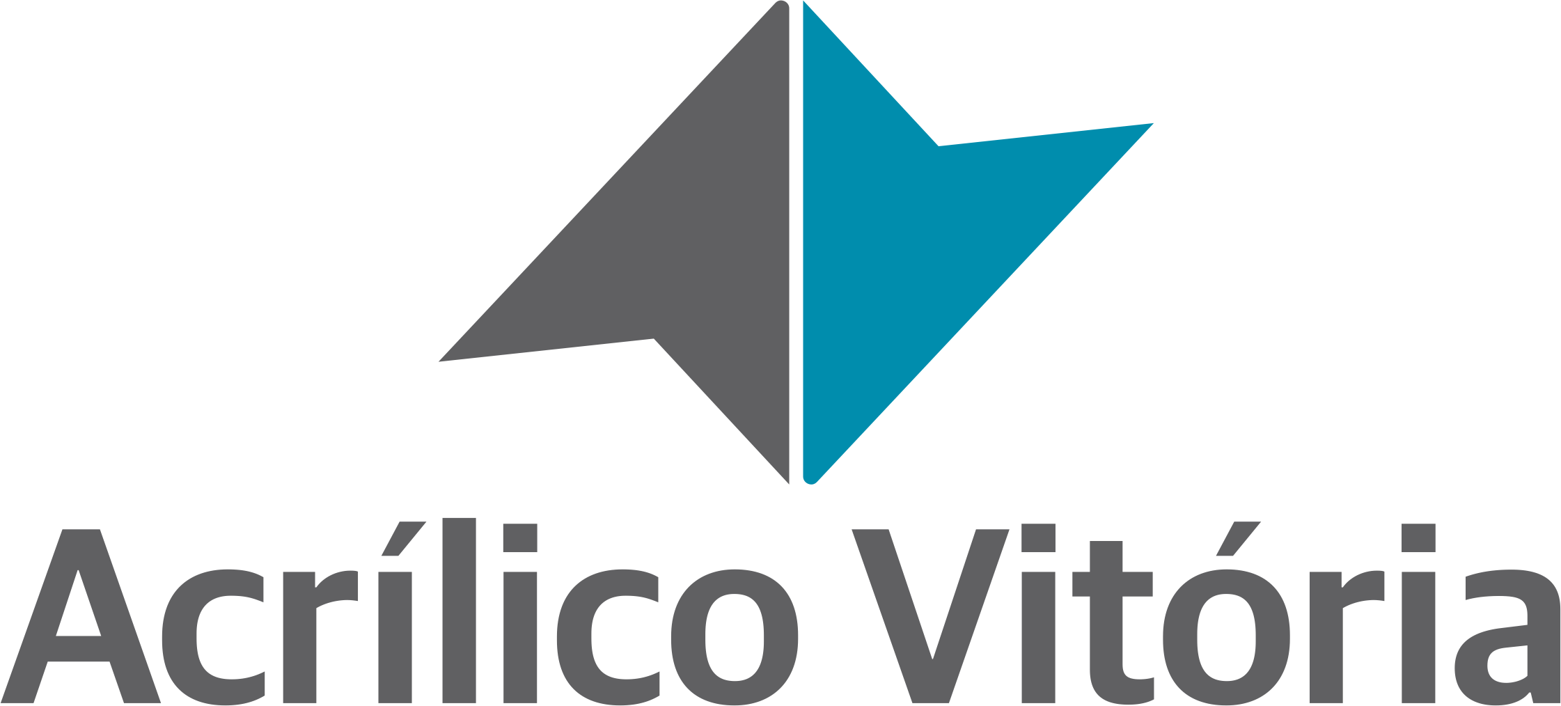 logo cinza e azul acrílico vitória